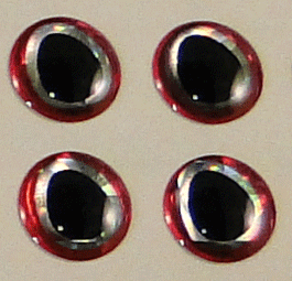 Croc Eyes Fly Tying Material Red Silver Black